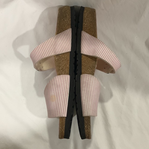 Birkis by BIRKENSTOCK Aziza Pink and White Striped Sandals - Picture 2 of 10